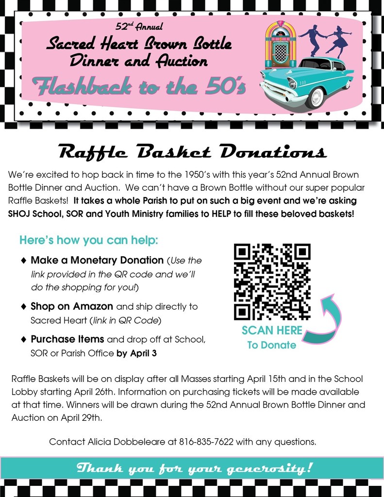Brown Bottle Auction - Raffle Basket Donations Flyer